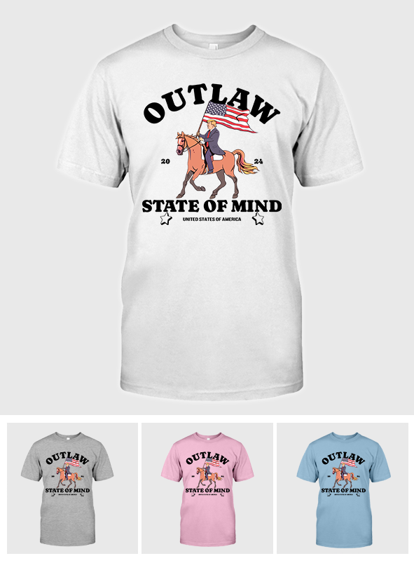 „Outlaw State of Mind“-Shirt, Western-Shirt mit Donald-Daddy-Motiv, Trump-2024-Shirt, MAGA-2024-Shirt, Geschenke zur Trump-Unterstützung