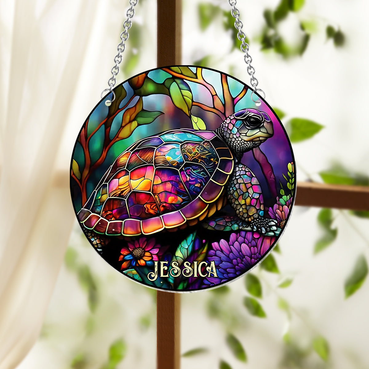 Salty Lil Beach - Personalized Turtle Window Hanging Suncatcher Ornament