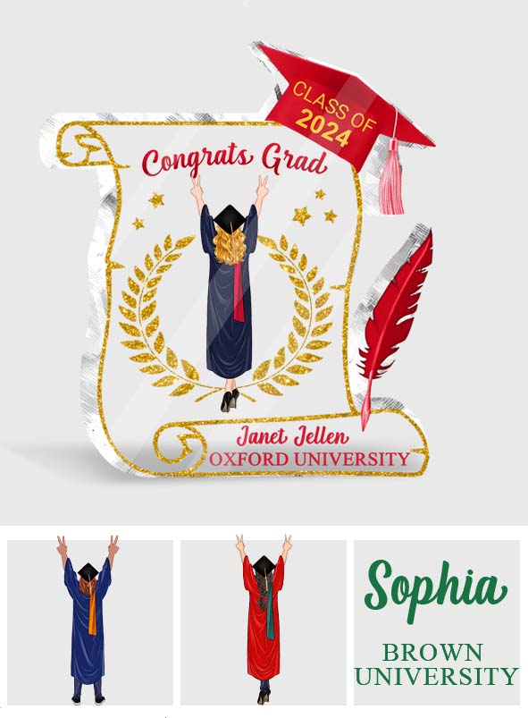 Congratulation Grad - Personalized Graduation Custom Shaped Acrylic Plaque