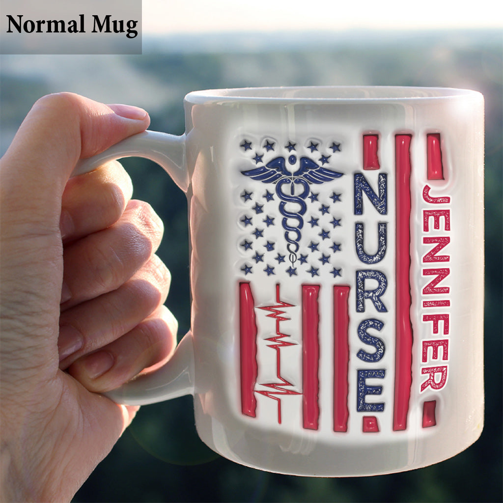 Nurse Patriotic 4th July - Personalized Nurse Mug