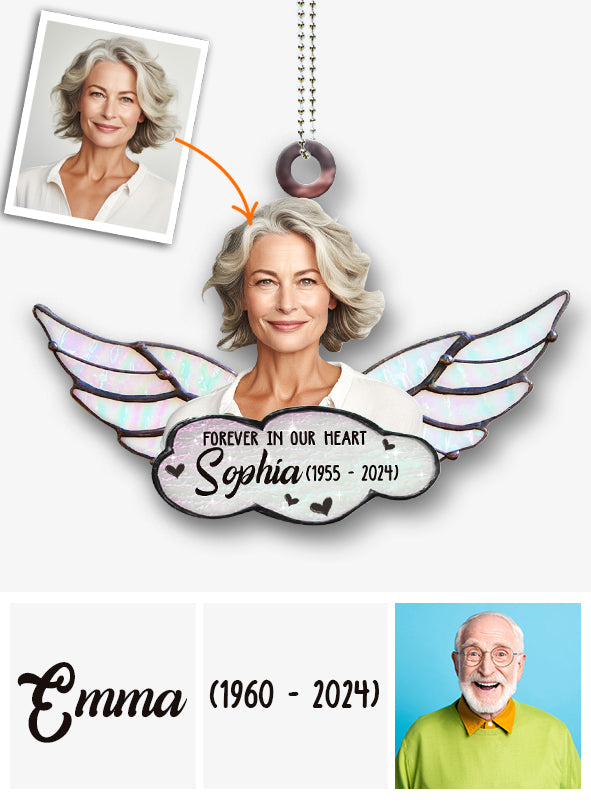 Forever In Our Heart - Personalized Memorial Transparent Car Ornament