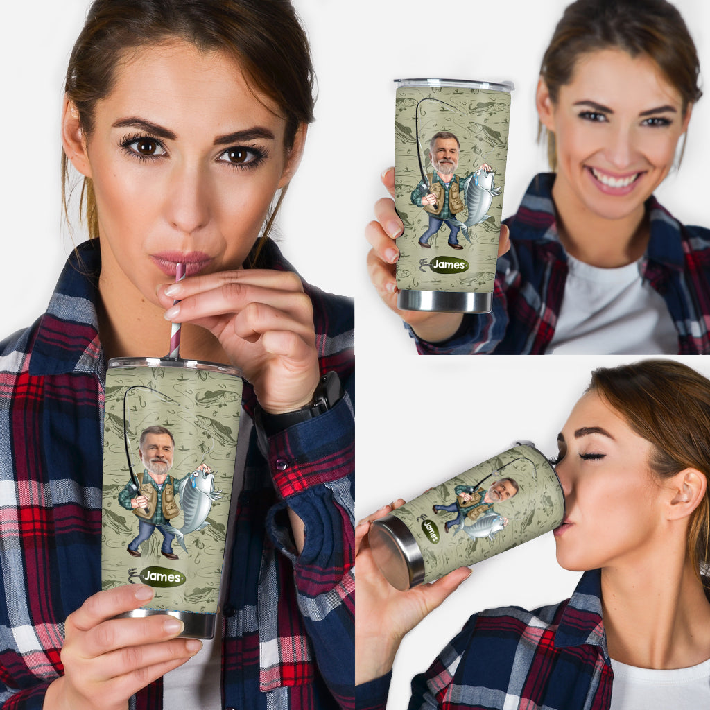 Funny Caricature Face - Personalized Fishing Tumbler