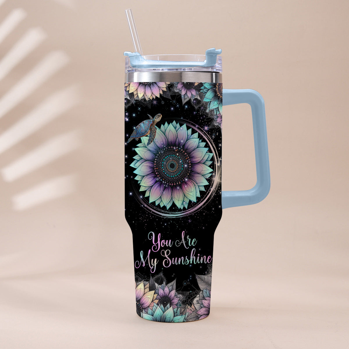 You Are My Sunshine - Personalized Turtle Tumbler With Handle
