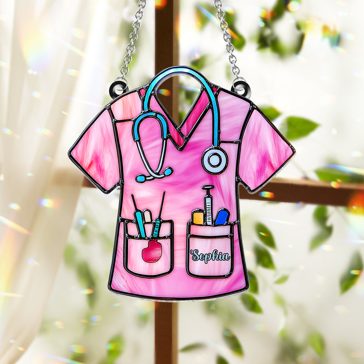 Nurse Scrub Life - Personalized Nurse Window Hanging Suncatcher Ornament