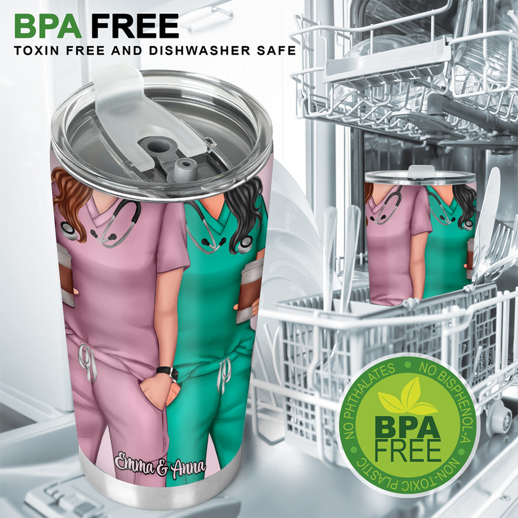 Here's To Another Year Of Bonding Over Alcohol Work Besties - Personalized Nurse Tumbler