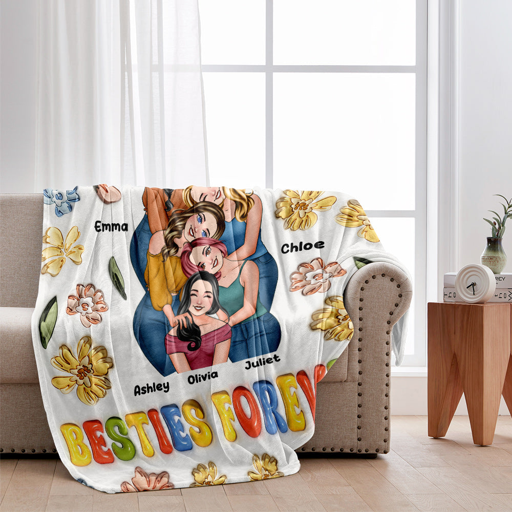 Besties Forever Floral Style - Personalized Bestie Blanket