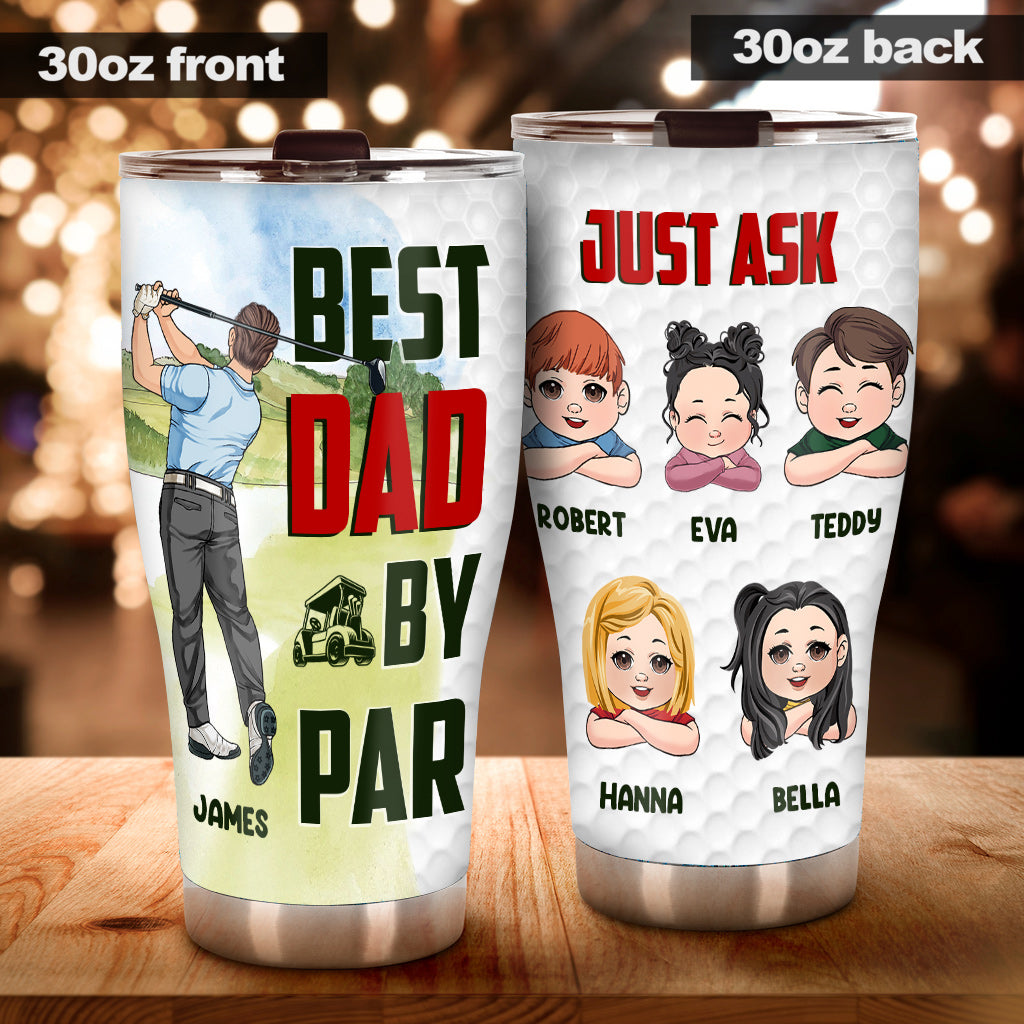 Best Dad by Par Any Title - Personalized Golf Tumbler