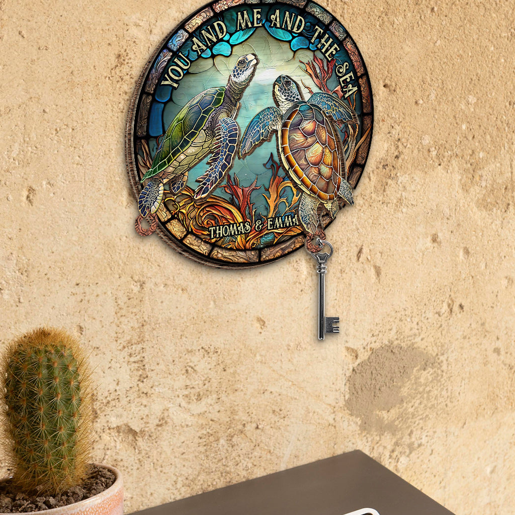 You And Me And The Sea - Personalized Turtle Key Holder