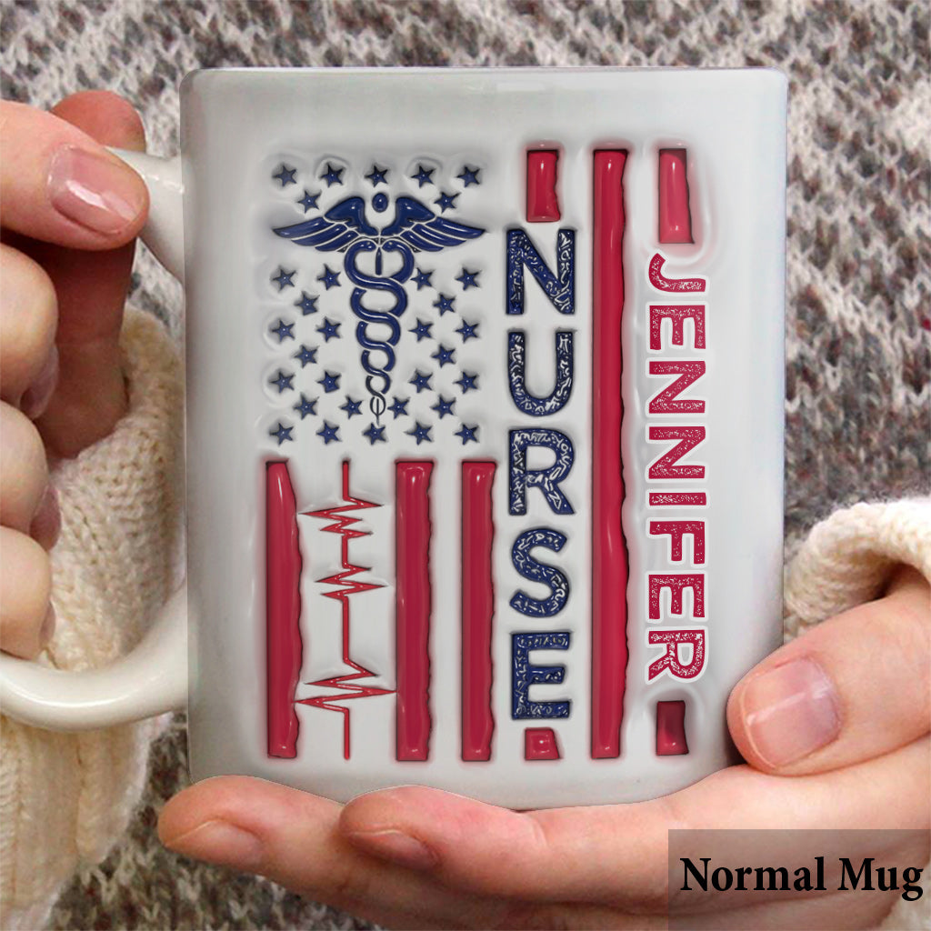 Nurse Patriotic 4th July - Personalized Nurse Mug