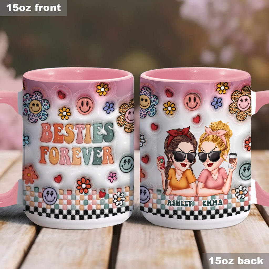Besties Forever Floral - Personalized Bestie Accent Mug