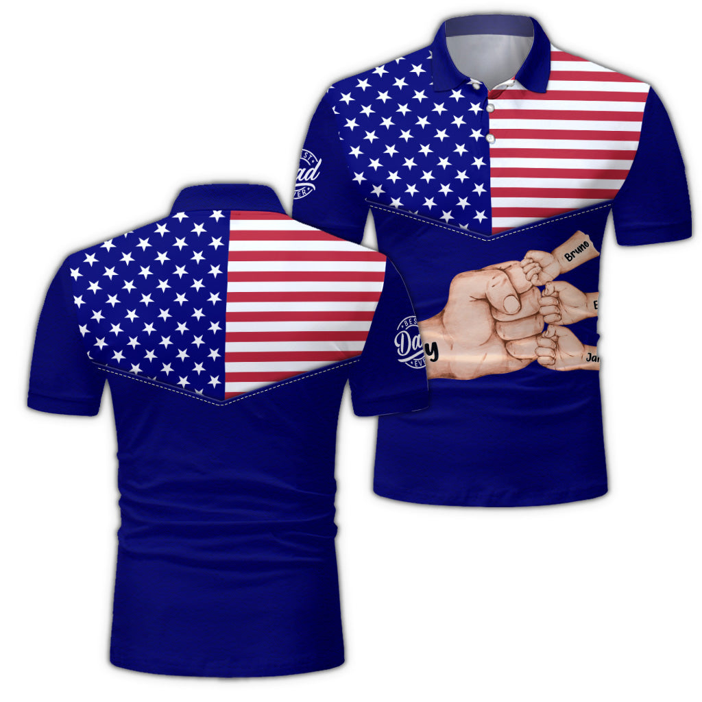 Best Dad Ever Fist - Personalized Father Polo Shirt