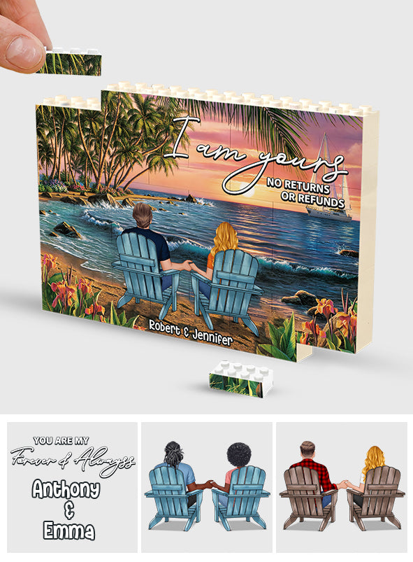 Couple Beach Tropical Landscape - Personalized Couple One-sided Horizontal Rectangle Building Brick Blocks