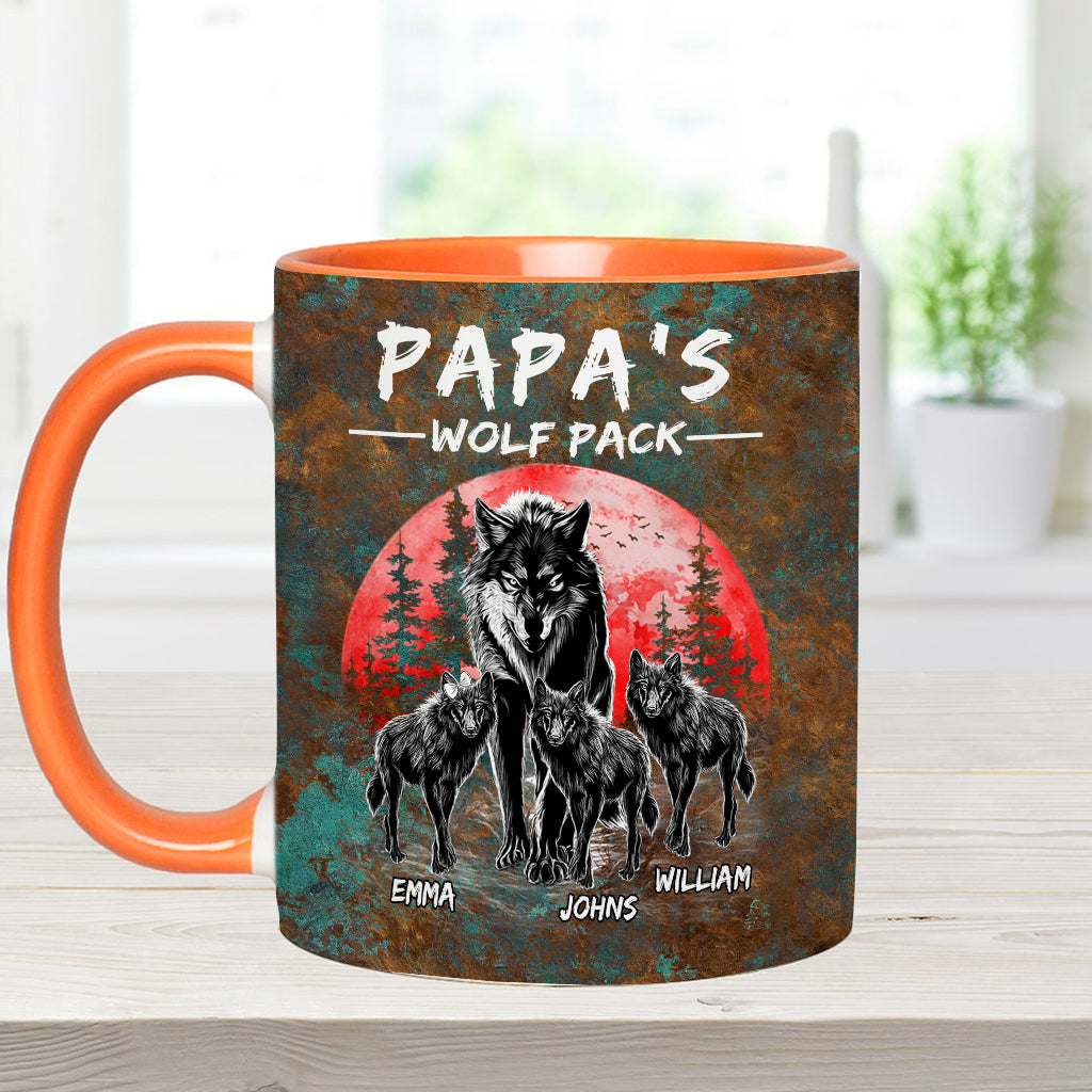 Grandpa's Wolf Pack - Personalized Father Accent Mug