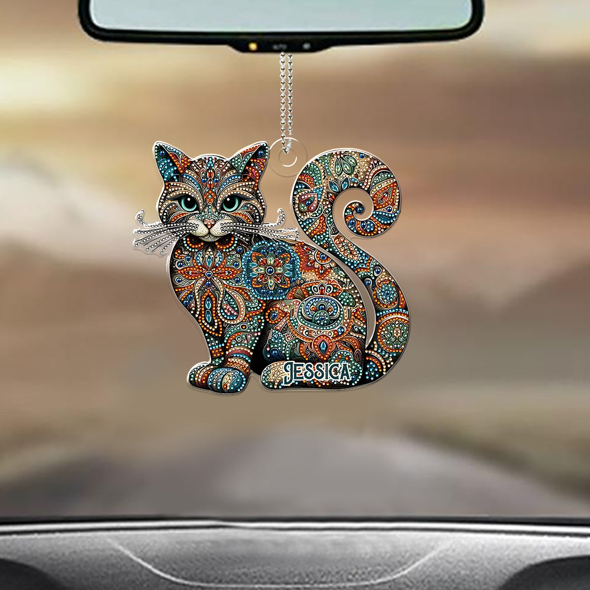 Beautiful Cat - Personalized Cat Custom Shaped Car Ornament