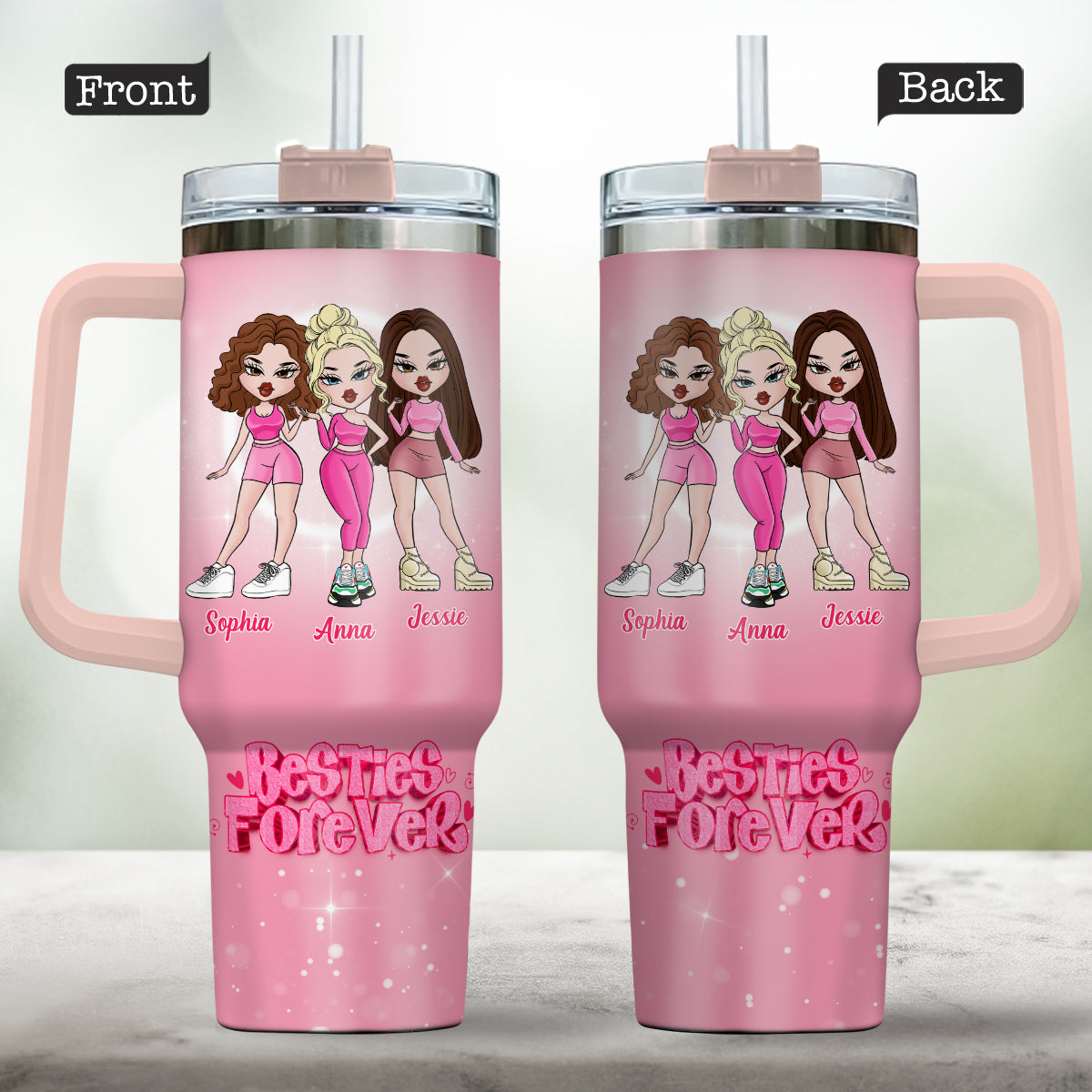 Friends Forever - Personalized Bestie Tumbler With Handle