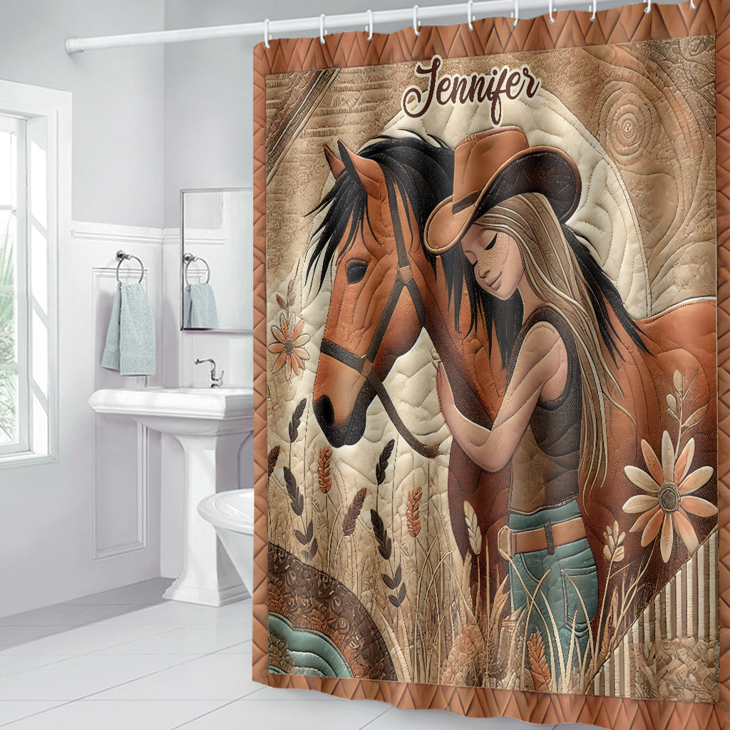 Horse Lovers - Personalized Horse Bathroom Curtain & Mats Set
