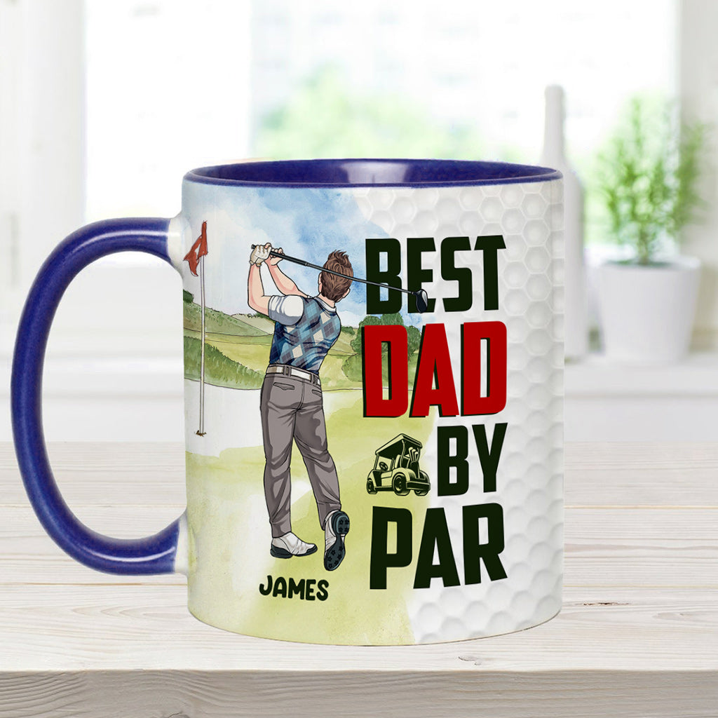 Best Dad by Par - Personalized Golf Accent Mug