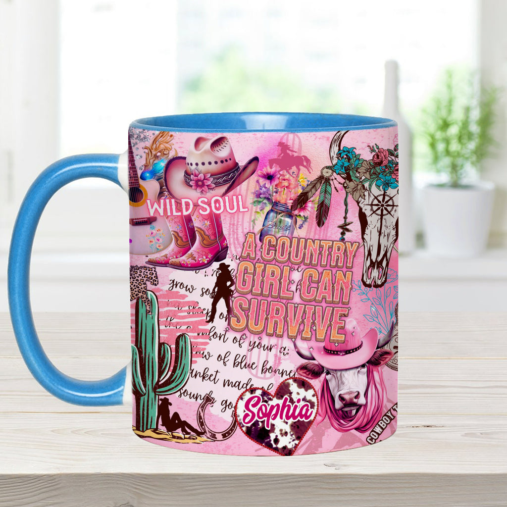 A Country Girl Can Survive - Personalized Country Girl Accent Mug