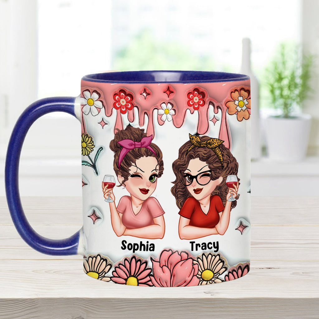 Besties Forever Floral - Personalized Bestie Accent Mug