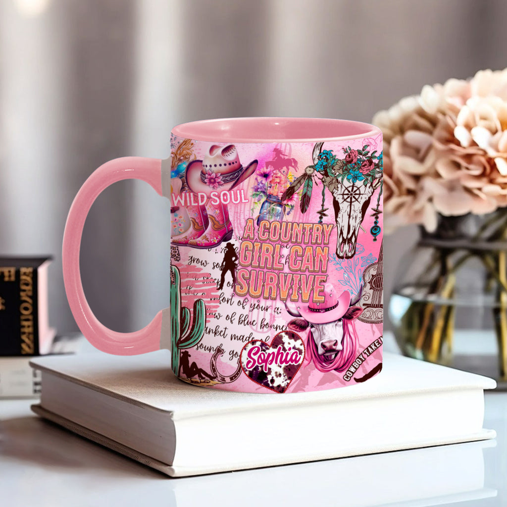 A Country Girl Can Survive - Personalized Country Girl Accent Mug