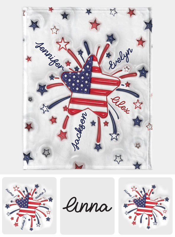 Grandma's Little Star 4th Of July - Personalized Grandma Blanket