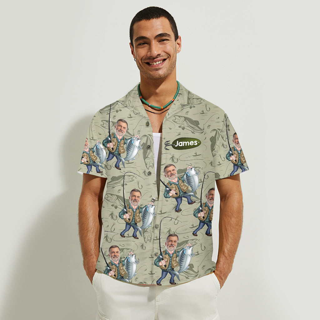 Funny Caricature Face - Personalized Fishing Hawaiian Shirt