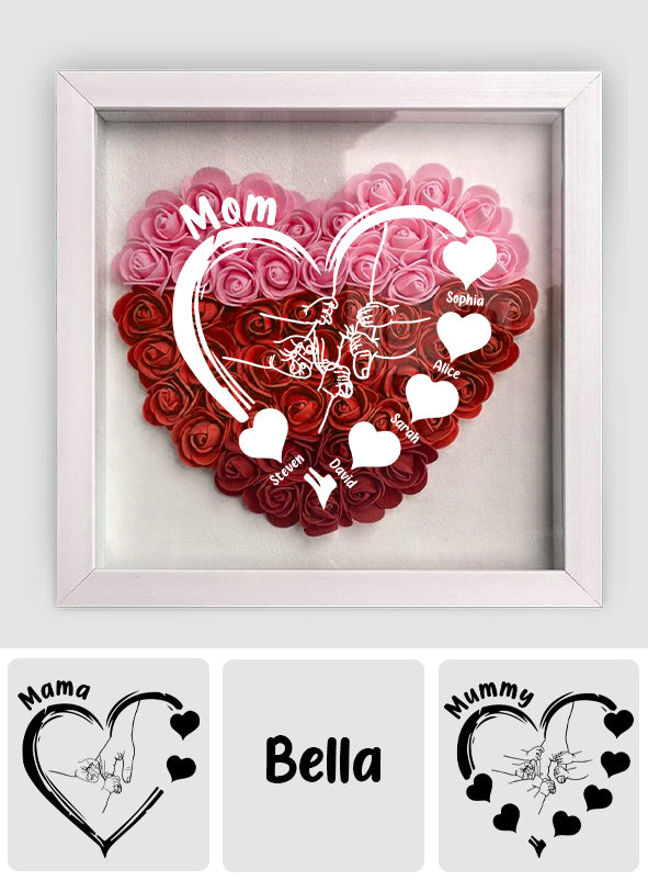 We Love You Nana - Personalized Grandma Flower Shadow Box