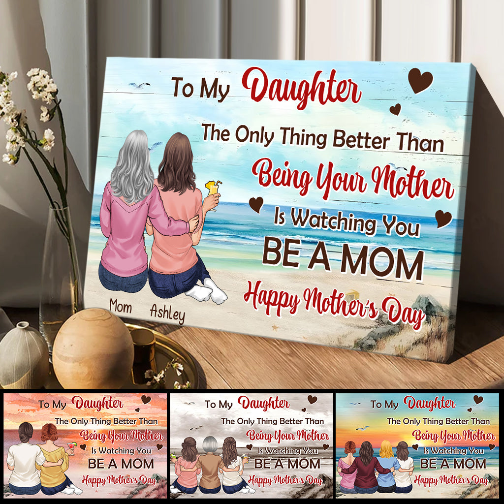 To My Daughter Vintage Tropical Sunset - Personalized Daughter Canvas And Poster