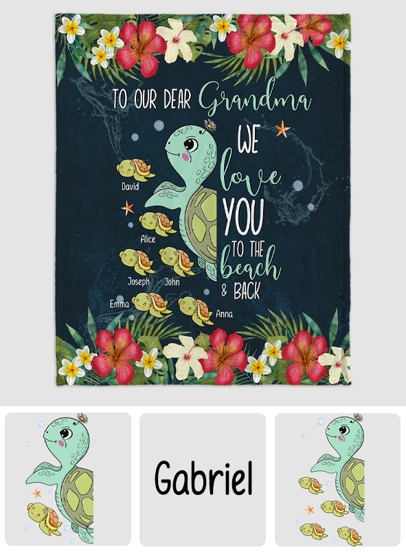 We Love You To The Beach And Back - Personalized Grandma Blanket