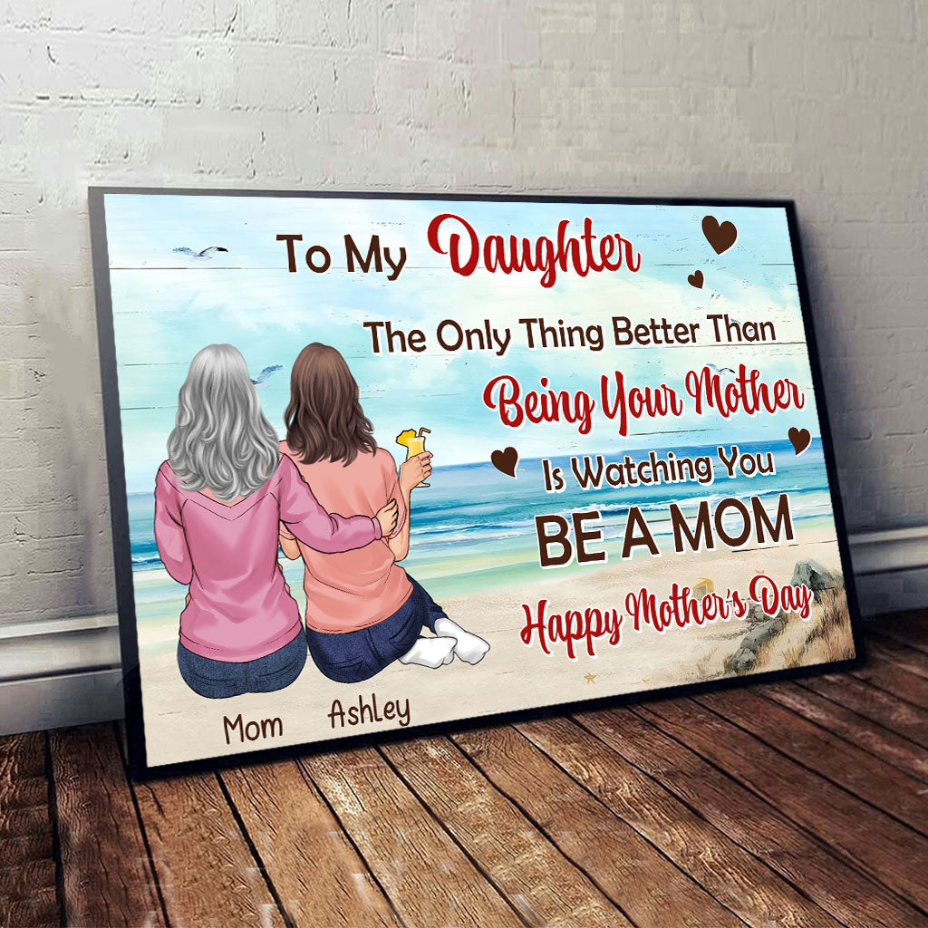 To My Daughter Vintage Tropical Sunset - Personalized Daughter Canvas And Poster