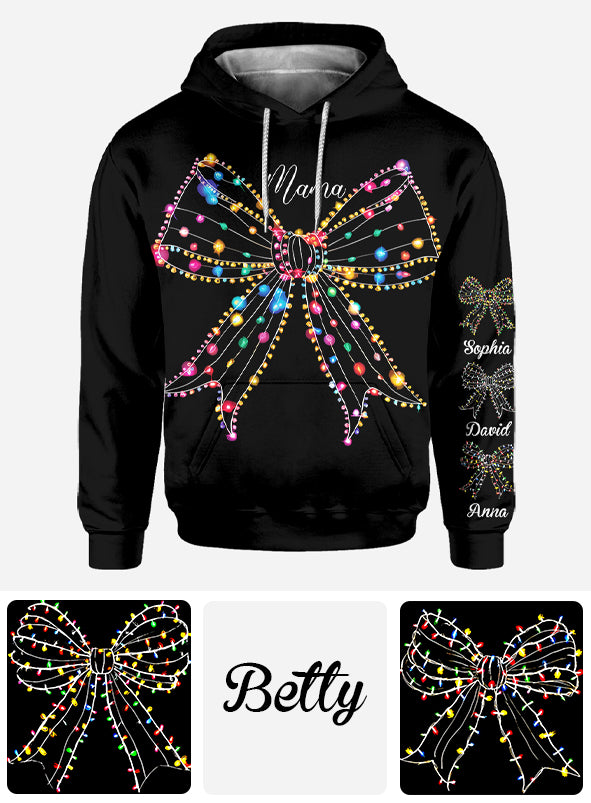 Christmas Light Coquette Bow - Personalized Mother All Over Shirt