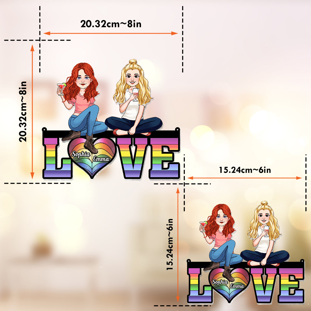 Love - Personalized LGBT Support Window Hanging Suncatcher Ornament