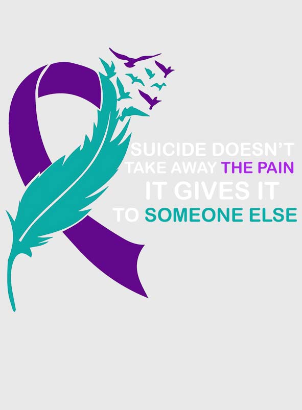 Suicide doesn't take away THE PAIN - Suicide Prevention Decal Full