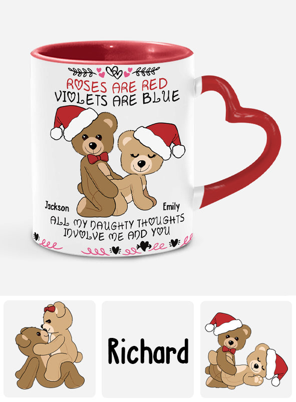 Roses Are Red - Personalized Couple Heart Handle Mug