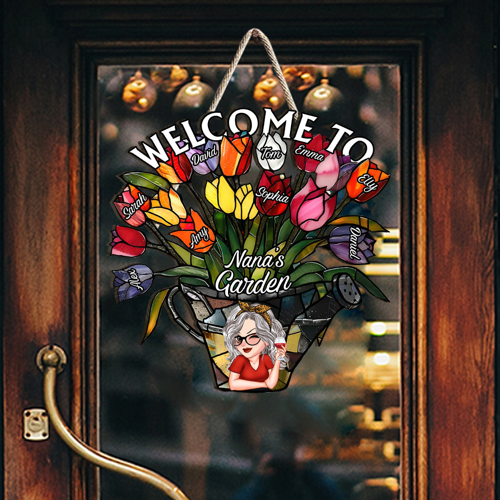 Grandma's Garden - Personalized Grandma Custom Shaped Wood Sign