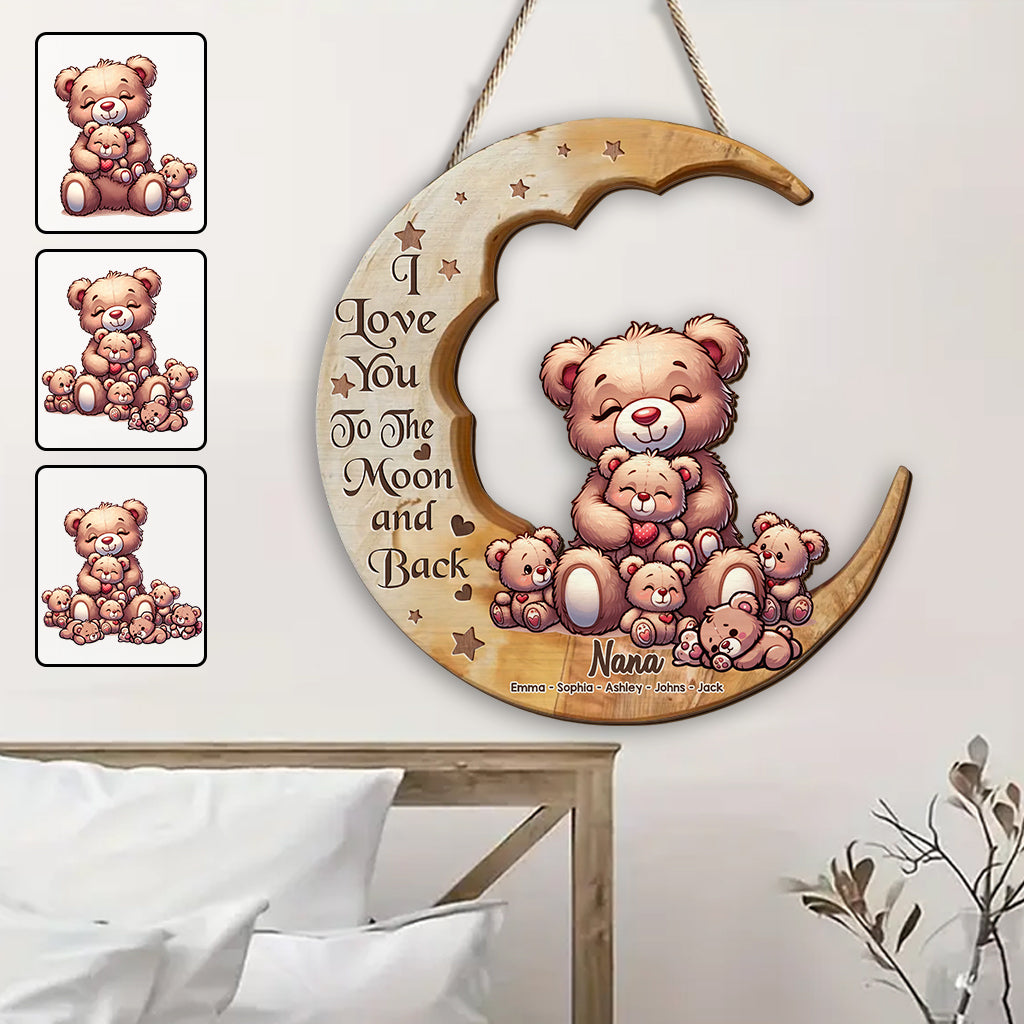 I Love You To The Moon - Personalized Grandma Custom Shaped Wood Sign