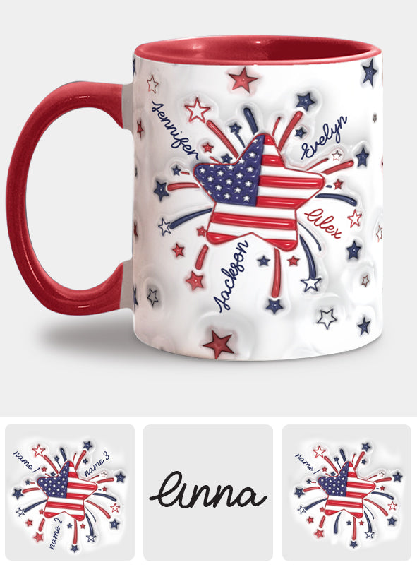Grandma's Little Star 4th Of July - Personalized Grandma Accent Mug
