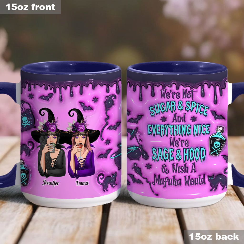 We're Not Sugar And Spice And Everything Nice Witch Best Friends - Personalized Bestie Accent Mug