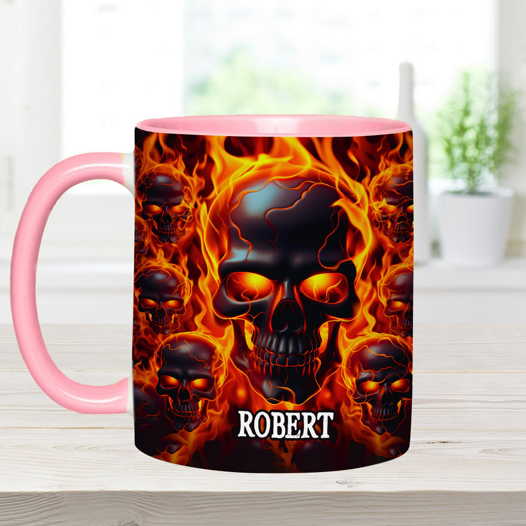Melted Skull On Fire - Personalized Skull Accent Mug