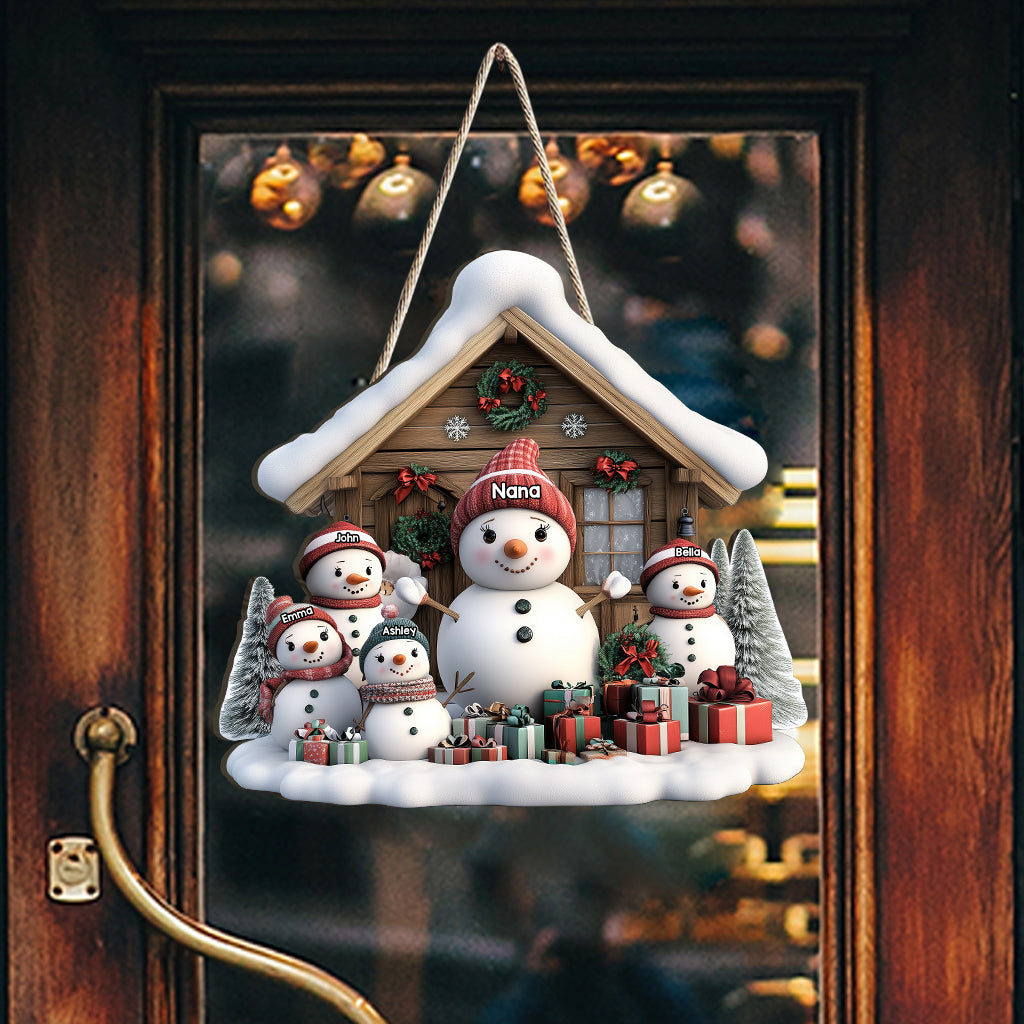 Any Title Cute Snowman - Personalized Grandma Custom Shaped Wood Sign