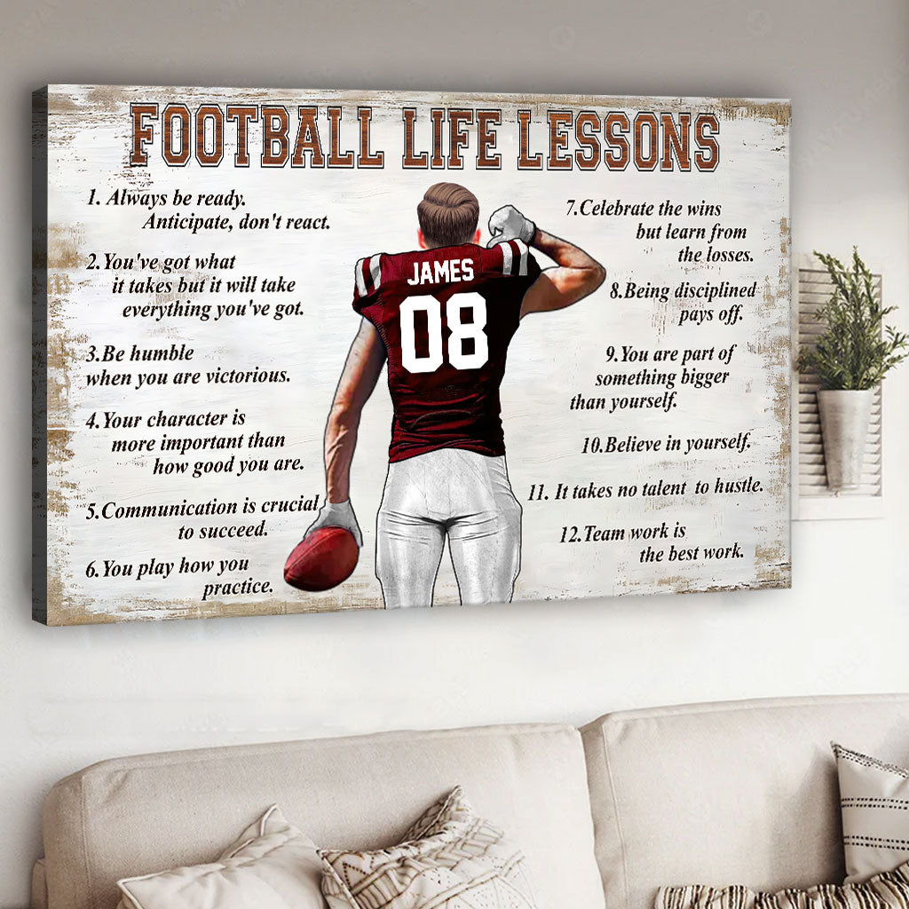 Football Life Lessons - Personalized Football Canvas And Poster