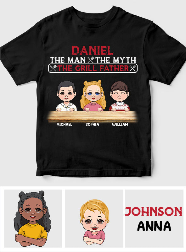 The Man The Myth The Grill Father - Personalized Father T-shirt And Hoodie