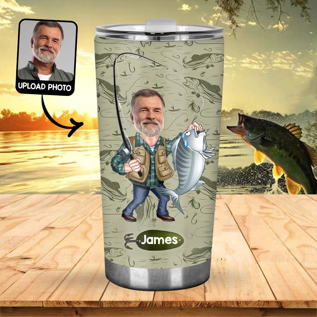 Funny Caricature Face - Personalized Fishing Tumbler