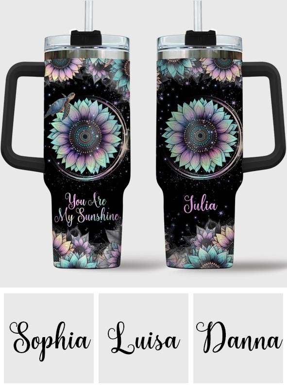 You Are My Sunshine - Personalized Turtle Tumbler With Handle