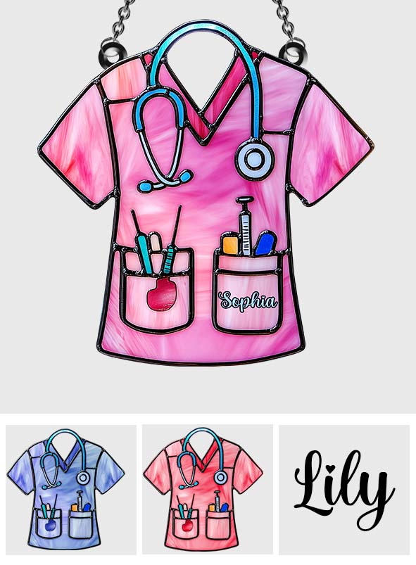 Nurse Scrub Life - Personalized Nurse Window Hanging Suncatcher Ornament