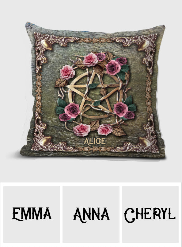 Mystical Witch Ancient Roses - Personalized Witch Throw Pillow