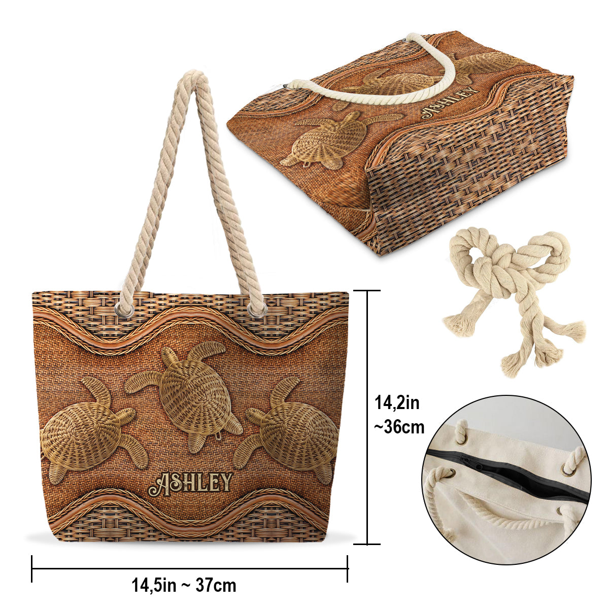 Awesome Turtle - Personalized Turtle Beach Bag