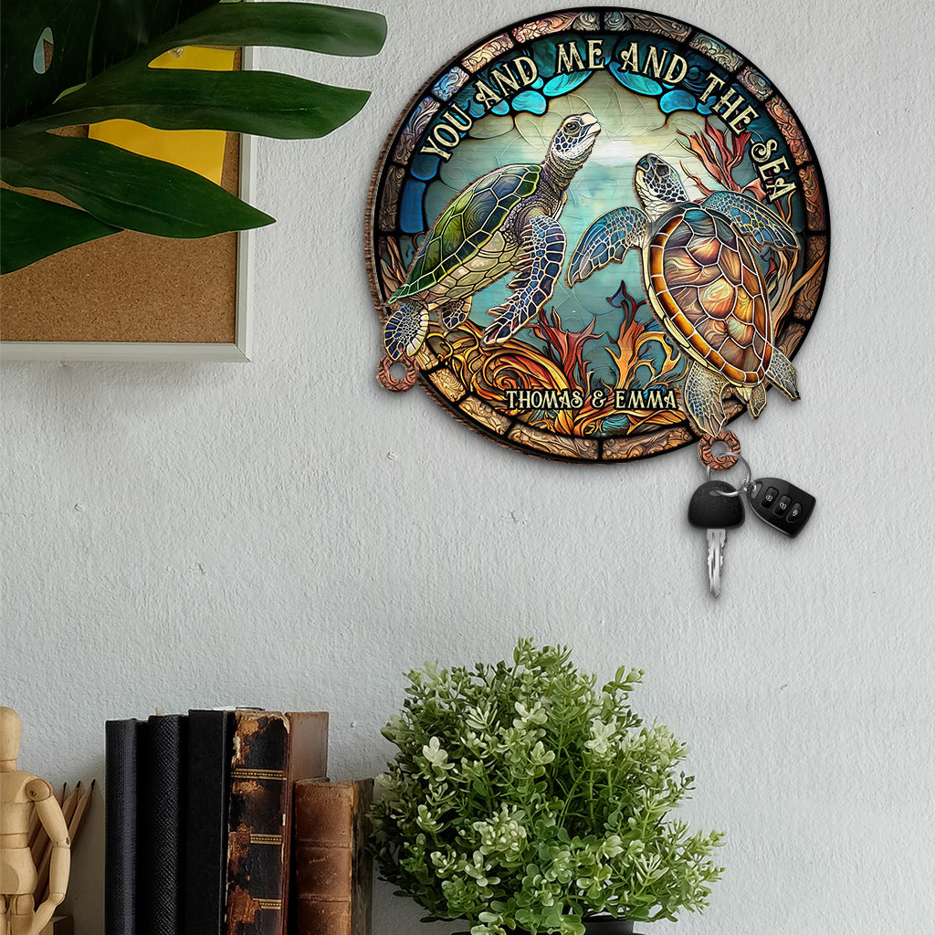 You And Me And The Sea - Personalized Turtle Key Holder