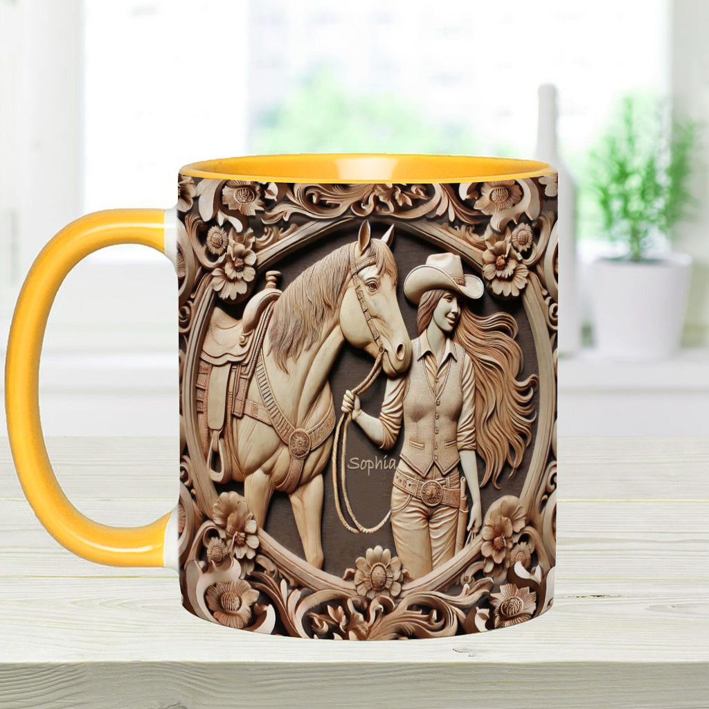 A Girl And Her Horse - Personalized Horse Accent Mug