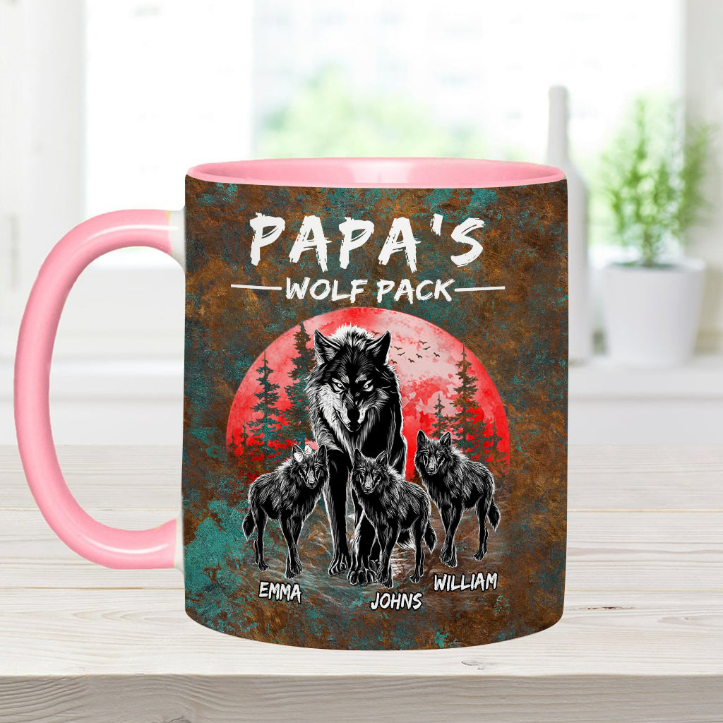 Grandpa's Wolf Pack - Personalized Father Accent Mug